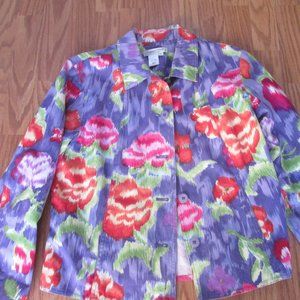 Coldwater Creek PL Colorful Jacket Purple & Red Perfect for Red Hat Society
